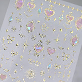 Rhspayh Valentines nail stickers with pink heart 5D embossed design for chic nails.