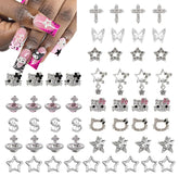 Rhythsans Y2K nail charms with silver rhinestones for glamorous nails.