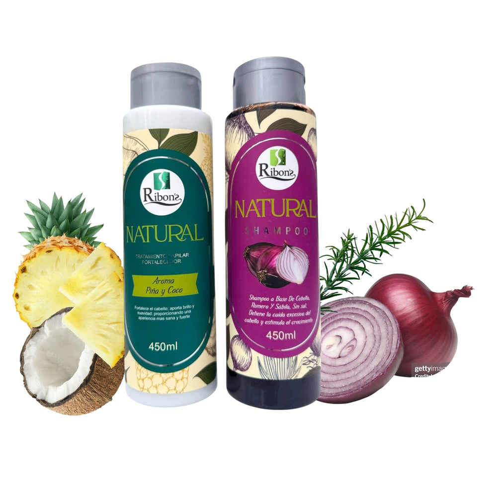 Ribon's natural shampoo bottle pouring for gentle cleansing on scalp