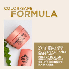RICH Pure Luxury repairing hair mask color-safe formula conditions while preserving color and shine.
