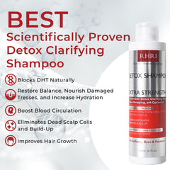 Rida Detox Shampoo close-up shows natural formula supporting healthy scalp environment.