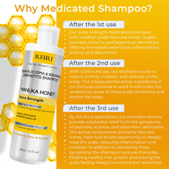 Rida Hair Research Institute psoriasis shampoo jar with Manuka honey for natural scalp nourishment.