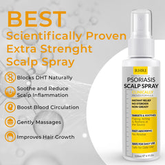 Rida Psoriasis Scalp Spray applied on the scalp for soothing relief.