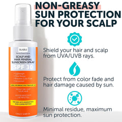 Rida SPF30 hair sunscreen spray mist distributes evenly for protection.