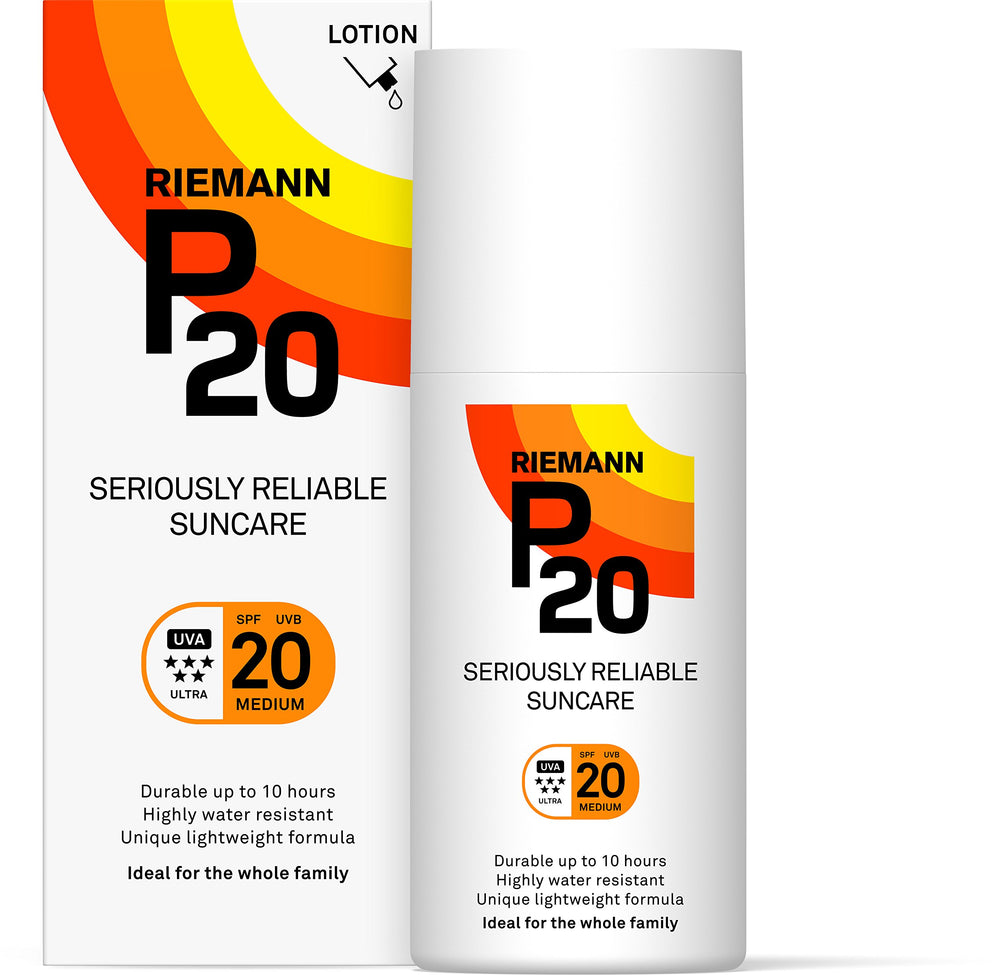 Riemann P20 SPF 20 200ml bottle provides long-lasting outdoor protection.