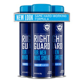 Right Guard Sport Powder Dry Scent Spray bottle shown for long-lasting protection and freshness.