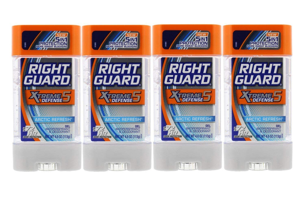 Right Guard Total Defense 5 Arctic Refresh gel bottle for long-lasting odor protection.
