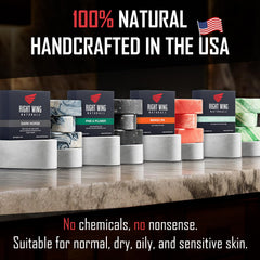 Right Wing Naturals handcrafted cold-pressed soap bars deliver gentle moisture.