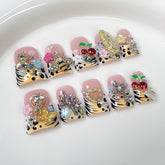 RIICFDD duck press-on nails with French tip and 3D flower for long-lasting manicure.