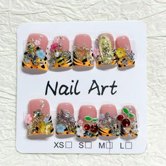 RIICFDD duck press-on nails leopard print for bold, chip-resistant style.