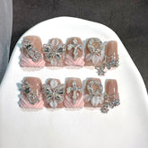 RIICFDD luxury duck press-on nails with butterfly rhinestones for a salon-quality look