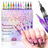 RIICFDD nail art pens 12-color collection showcases vibrant pigments for intricate designs