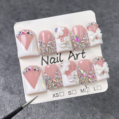 RIICFDD nude 5D flower art design nails for subtle daily elegance