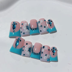 RIICFDD pink blue color design nails for versatile looks