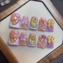 RIICFDD sun butterfly pattern nails for durable, reusable wear