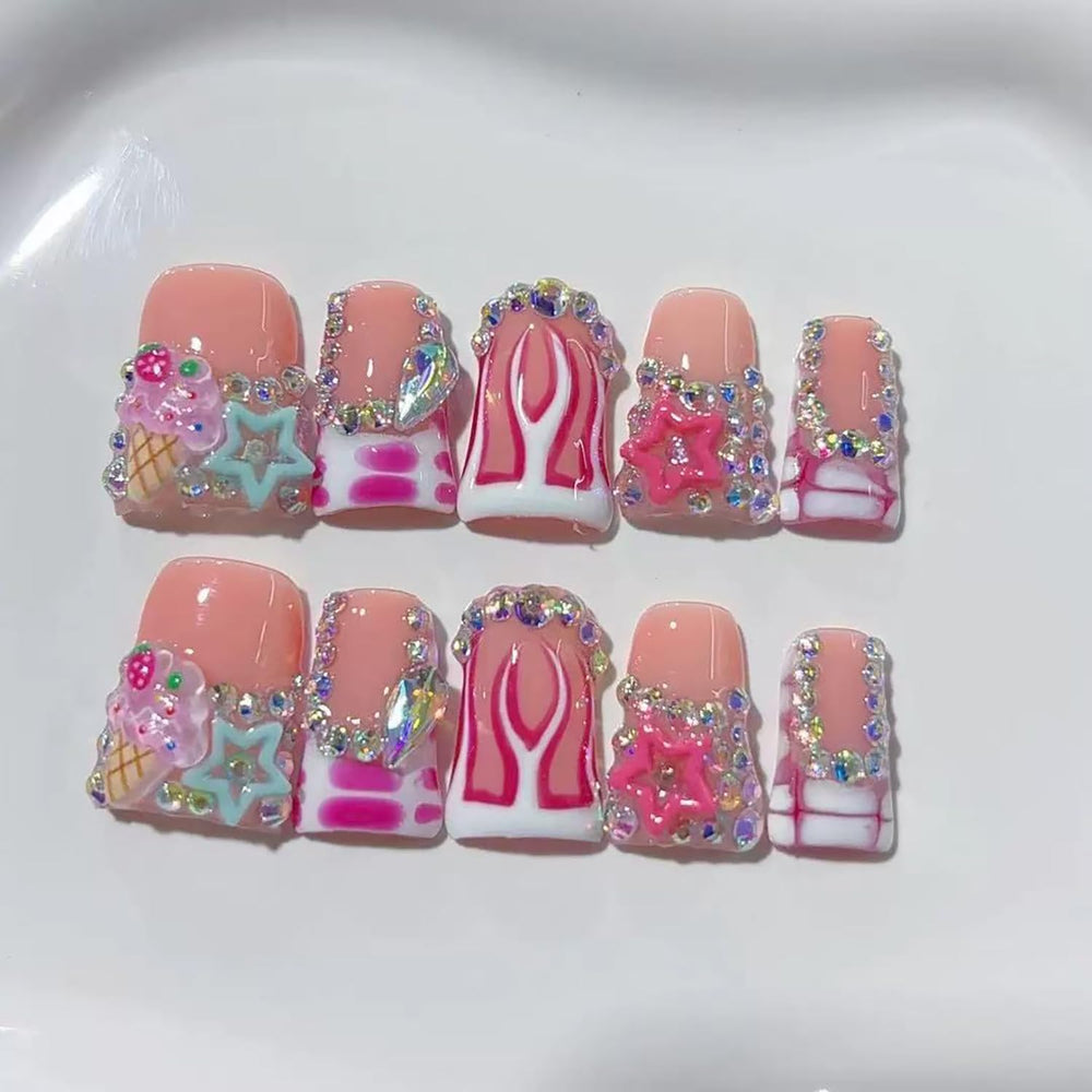 RIICFDD thick press-on nails in medium duck shape for a salon-like look at home