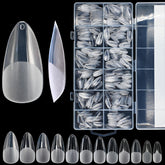 RIKWOG short almond gel nail tips in a 600-piece package for at-home use