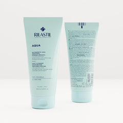 Close-up of foam application with Rilastil Aqua Face Cleanser for impurity removal.