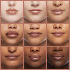 Rimmel Black Diamond pigment close-up highlighting luminous shine on lips.