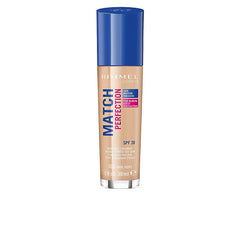Rimmel Match Perfection Foundation bottle in True Ivory for natural coverage and SPF20 protection