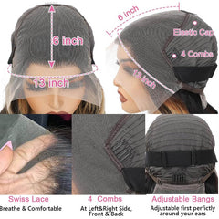 Rina 13x6 hd lace wig lace-front closeup detailing natural hairline.