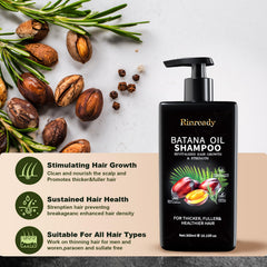 Rinready Rosemary and Thuja Leaf extract emphasizes scalp health and follicle support visuals.