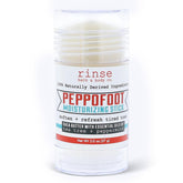 Rinse Bath & Body Peppofoot Heel Balm Stick packaging shows portable no-mess design for travel