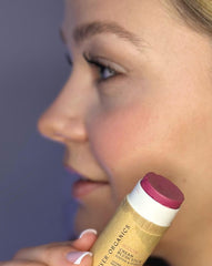 River Organics vegan blush stick used on lips for hydrating rosy tint