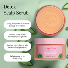 Rizos Curls Detox Scalp Scrub close-up brush in use for exfoliation.