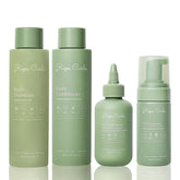 Rizos Curls Lengthening Oil bottle pouring for smooth application and longer-looking hair routine.