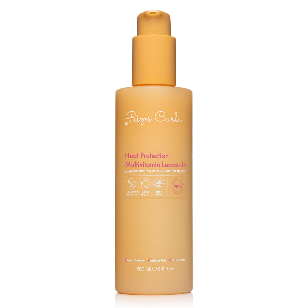 Rizos Curls Multivitamin Leave-In bottle: nourishing protection for all hair types during styling.