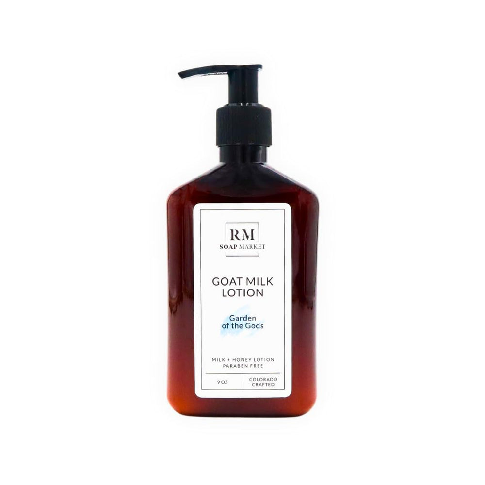 RM Soap Market Goat Milk Lotion bottle with Garden of the Gods fragrance for hydrated skin