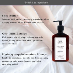 RM Soap Market Goat Milk Lotion texture shown during application.