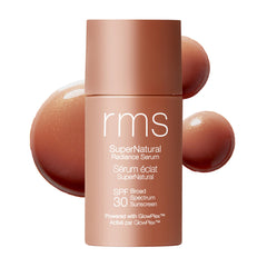 RMS Beauty Supernatural Radiance Serum SPF 30 bottle shown for daily glow