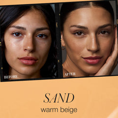 RMS SunCoverup SPF 50 swatch on hand demonstrating breathable, sheer coverage