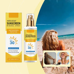 RnemiTe-amo Weightless spray in hand demonstrates easy, daily sun protection for hair.