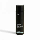 Ro Men's Revive Shampoo bottle pouring for a refreshing cleanse and fuller-looking hair.