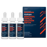Ro Roman minoxidil bottle shows 5% solution for hair regrowth.