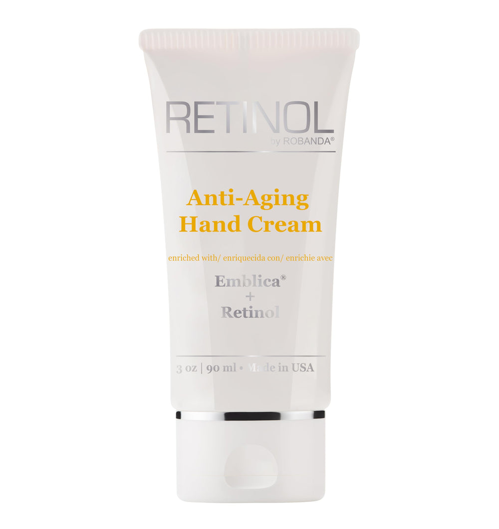 Robanda Retinol Hand Cream bottle with travel-friendly tube for on-the-go hydration.