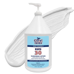 Rocky Mountain Sunscreen Kids SPF 30 lotion pump bulk for quick group application.