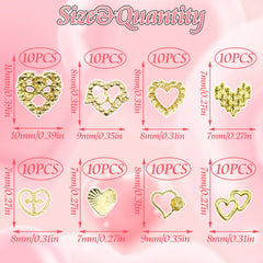 RODAKY gold heart nail charm style 4 for durable shine on artificial nails