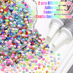 RODAKY tweezers accompany sparkling rhinestones for easy decorating.