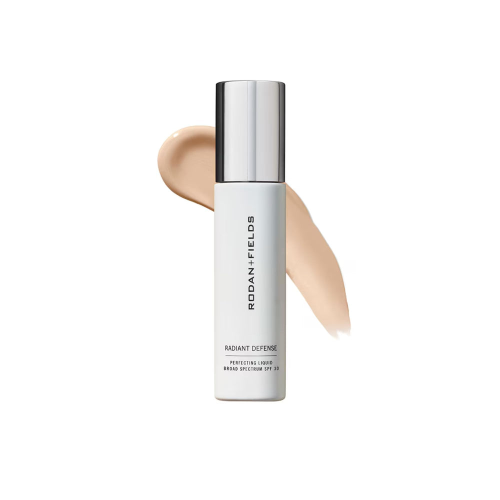 Rodan + Fields Radiant Defense shell bottle showing lightweight tint for daily glow