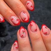 rofibut red cherry french tip nails offer a glossy home manicure