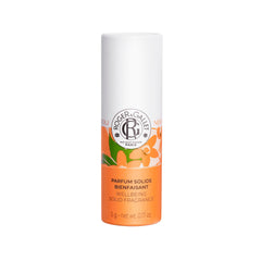 Roger & Gallet Neroli Wellbeing solid perfume packaging shows a portable fragrance.