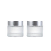 ROHIJALE 60ml frosted glass jar with silver lid ideal for daily skincare storage.