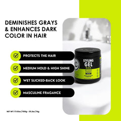 Rolda Temporary black dye gel colors strands and covers gray areas.