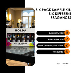 Rolda aftershave bottle in daily grooming setup for post-shave refreshment.