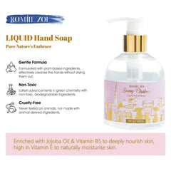 ROMIIE ZOI Holiday Magic hand soap bottle with Vitamin B5 for nourished skin.