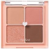rom&nd Better Than Eyeshadow quad palette closeup showing buildable pigment for daily looks